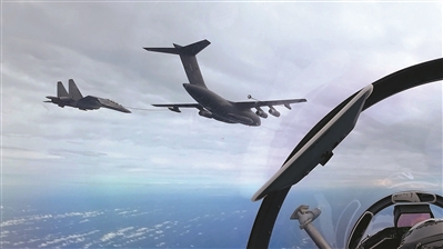 南部戰區空軍某部開展飛行訓練。圖為空中加油。張為柵攝