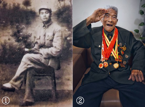 圖①：青年時的龔新平。圖②：老年時的龔新平。（圖片由宮魯迅提供）