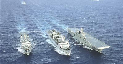 海軍某部組織艦艇編隊開展海上訓練（資料照片）。解放軍報特約通訊員 喬晨曦攝